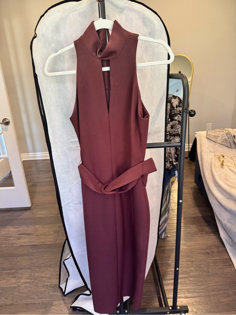 cinq à sept Sleeveless Mock Neck Midi Dress - Wine